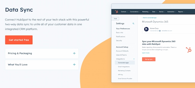 Data synchronization tools example: HubSpot Data Sync