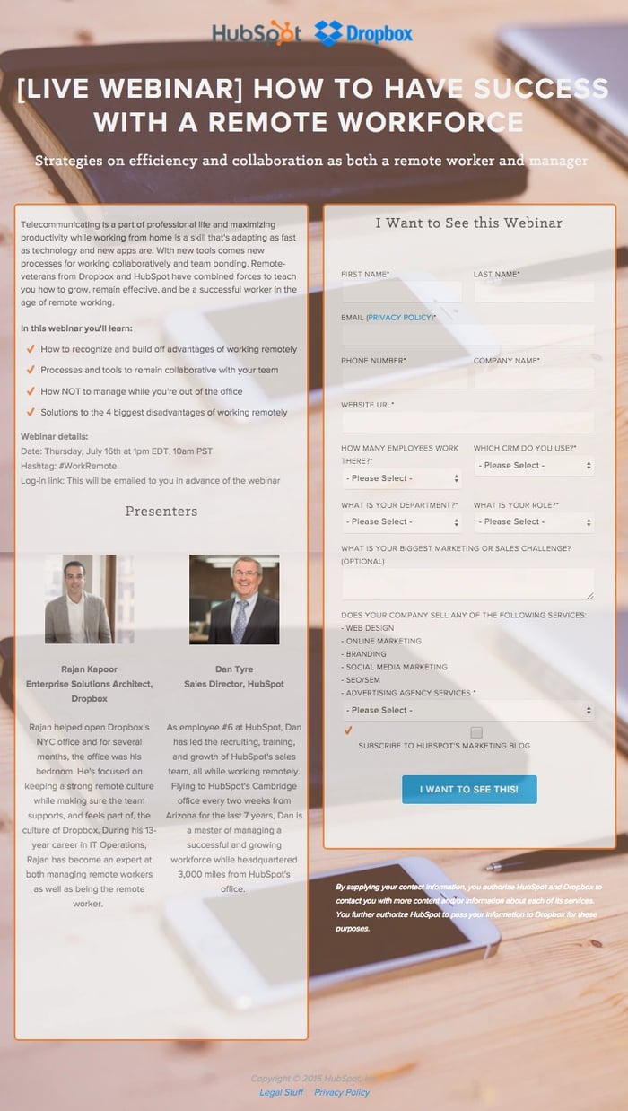 Image of landing page: [live webinar] how to have success with a remote workforce