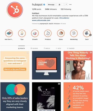 hubspot's instagram feed