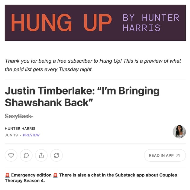 community management example: the hung up newsletter