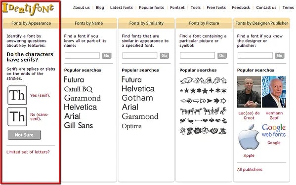 identifont find a font by appearance 