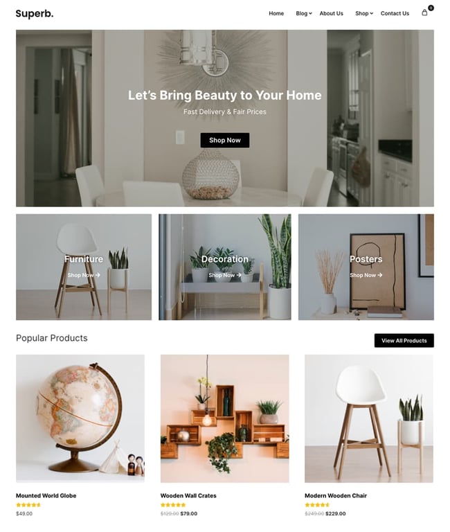 superb ecommerce free minimalist wordpress themes 2023 example 