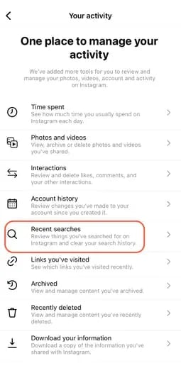 Showing In Settings How To Clear Instagram Search History