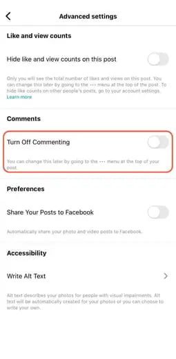 How To Disable Comments On Your Instagram Posts