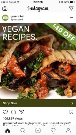 Using Instagram For Business: Greenchef In-Feed Ad