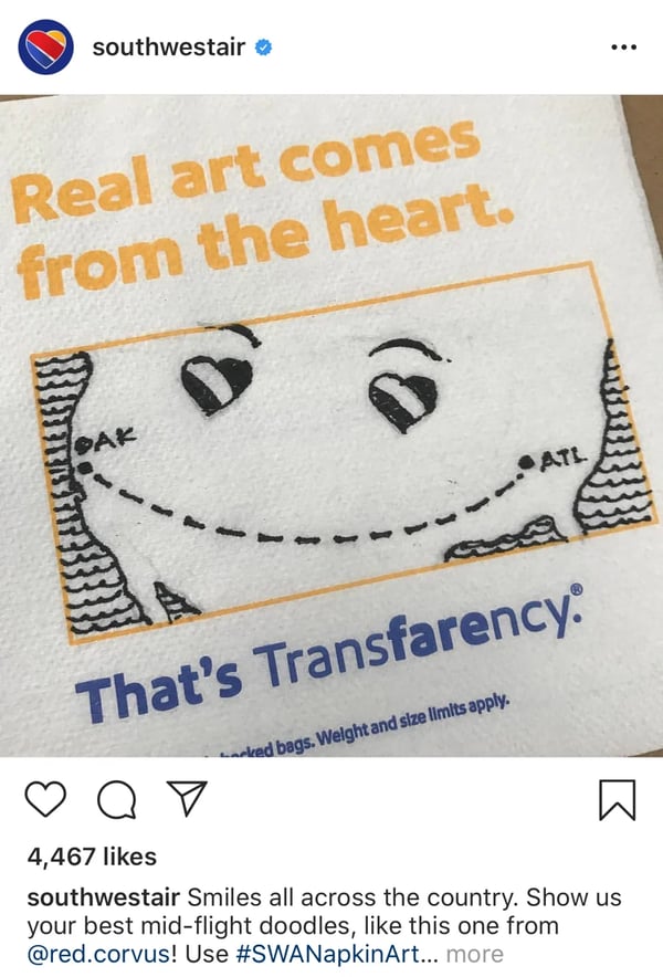 integrated marketing example southwest instagram