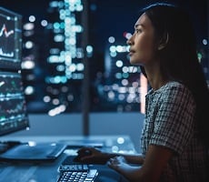 person viewing data on a computer