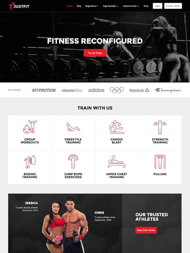 justfit fitness wordpress theme