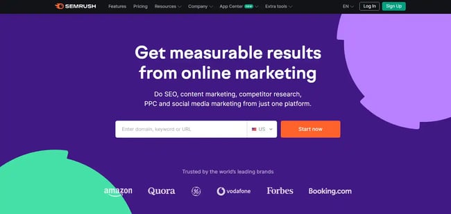 Semrush landing page