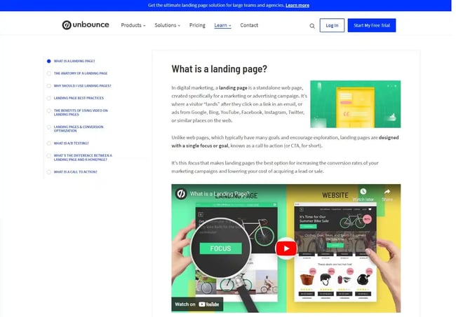 unbounce landing page