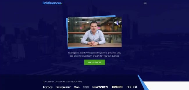 Linfluencer landing page