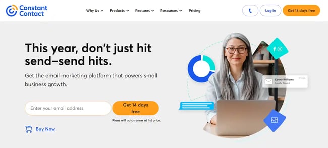 Constant Contact landing page