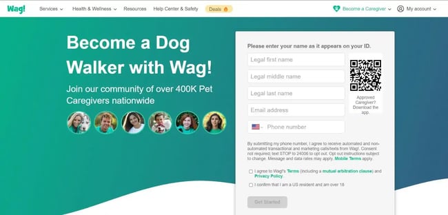 Wag landing page