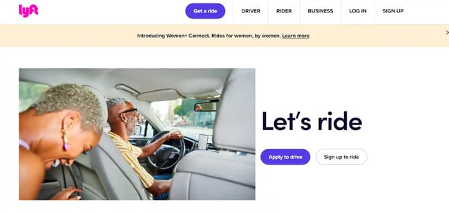 Lyft landing page