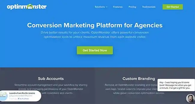 OptinMonster landing page