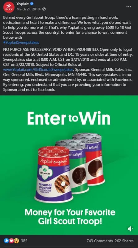 Yoplait-Facebook Contest