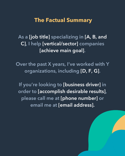 linkedin summary templates for sales: factual