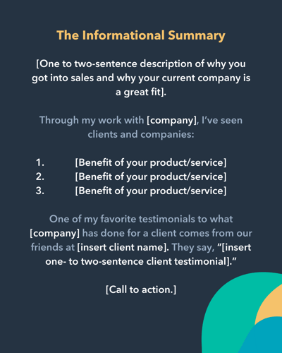 linkedin summary templates for sales: informational