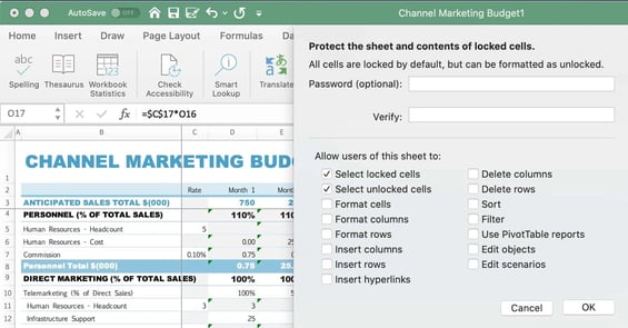 How To Protect a Worksheet in Excel step 3