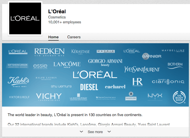 loreal linkedin page.