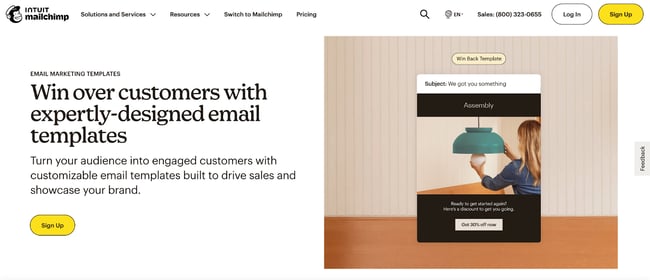 Screenshot of MailChimp