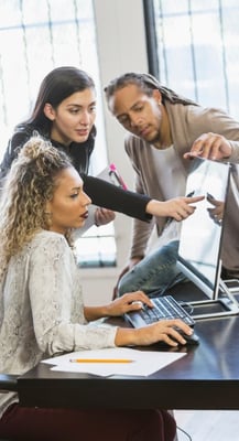 Marketing careers bring three people together on a project.