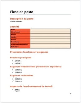 modèle fiche de poste