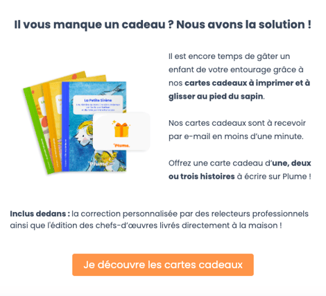 promouvoir les cartes cadeaux dans une newsletter