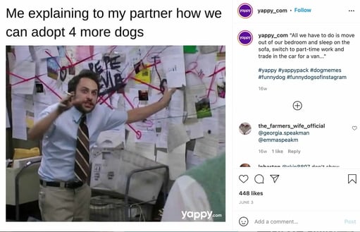 meme marketing example by Yappy