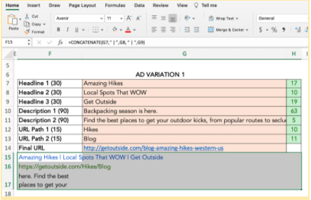 Merging and centering in excel example