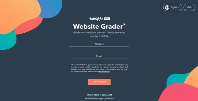 microsite examples: hubspot website grader homepage