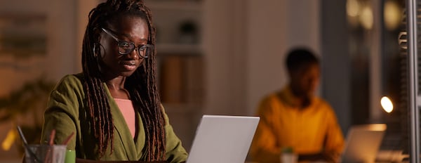 person using a computer at home