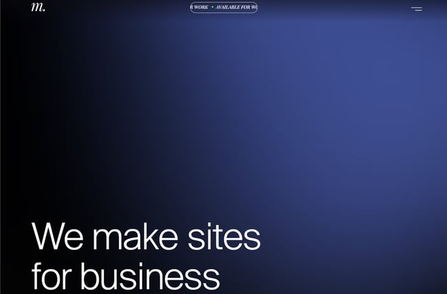 Best portfolio websites for developers, example from Ministry Design.