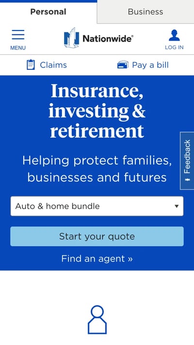 mobile website design: nationwide homepage