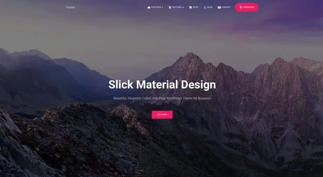 most popular wordpress theme demo example: hestia