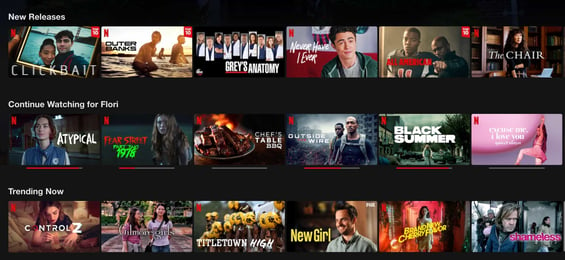 netflix recommendation algorithm display example