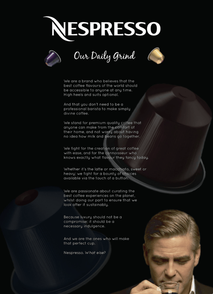 Screenshot of Nespresso's brand manifesto