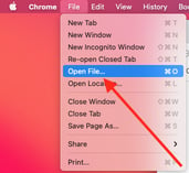 Google Chrome Nav Bar의 열린 파일 옵션