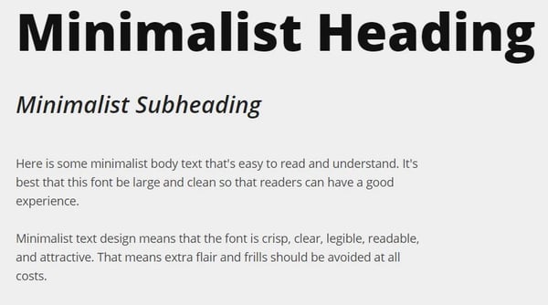 minimalist text design with heading, subheading, and body font in open sans