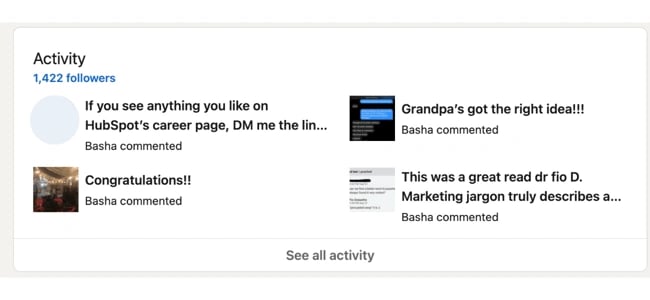 Optimized LinkedIn Profile for Social Selling: Activity Section