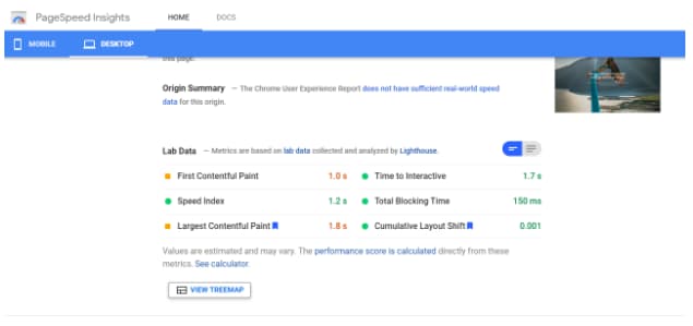 pagespeed insights example