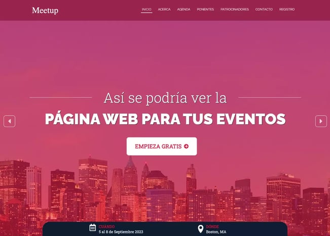 Ejemplo de página web para eventos