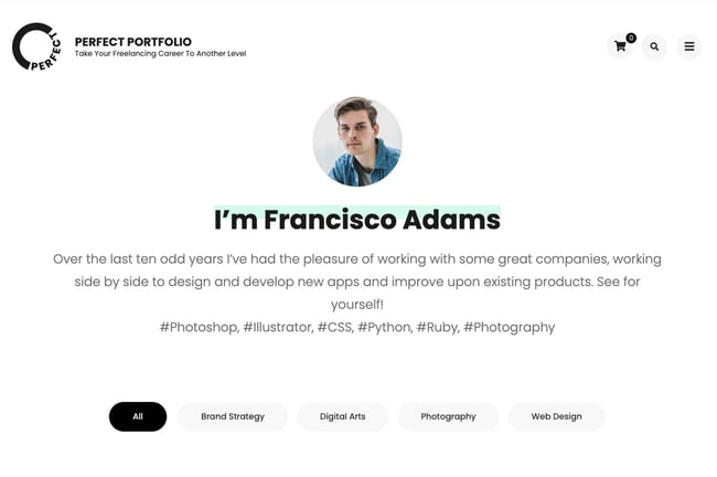 WordPress graphic design portfolio theme by Perfect Portfolio