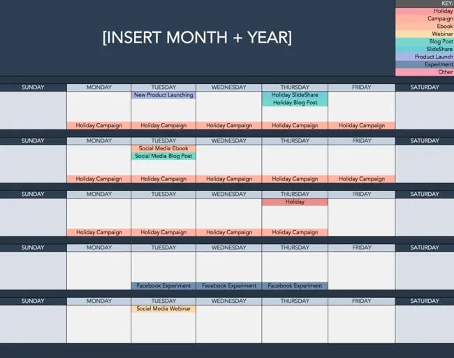 Instagram post-scheduling calendar from Hubspot