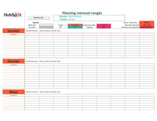 planning mensuel congés