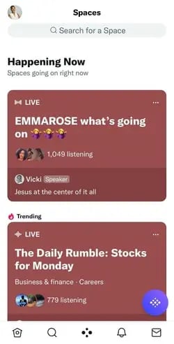 twitter spaces tab
