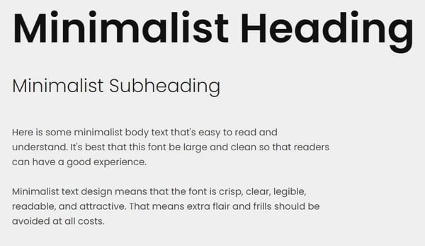 minimalist text design with heading, subheading, and body font in poppins