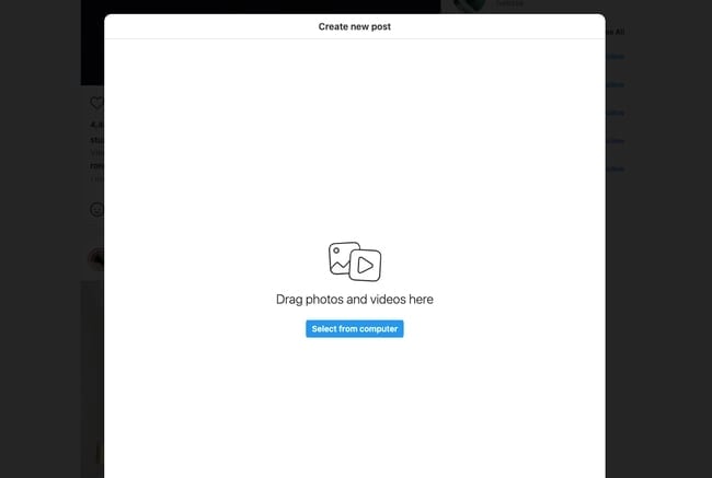 how to post on instagram on desktop: select a file