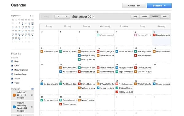 HubSpot blog calendar