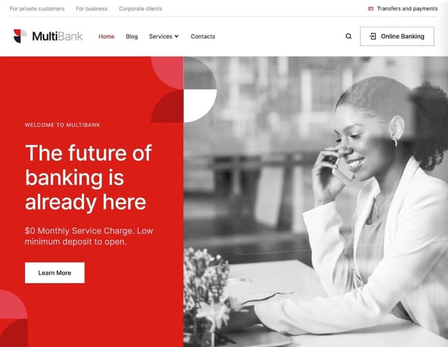 wordpress themes for business: multibank 